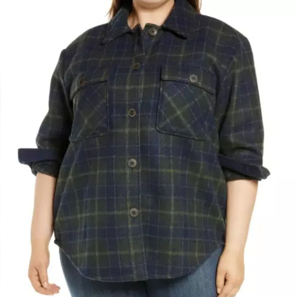 Treasure & Bond Shirt Jacket Shacket Blue/ Green Abel Plaid Size 3X